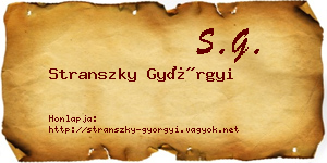 Stranszky Györgyi névjegykártya
